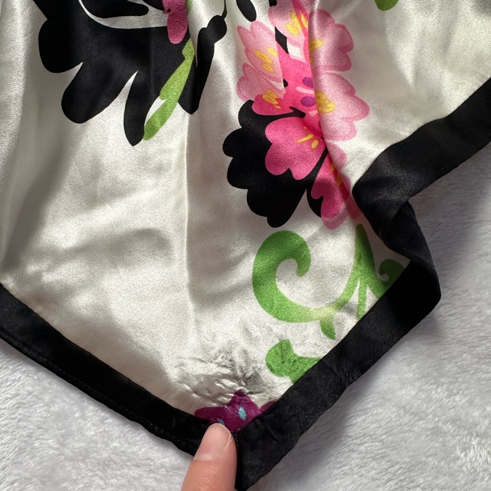 SOLD🩷Cache Vintage Y2K Silk Scarf Floral Print Halter Chain Top in Black Size XL - Picture 3 of 14
